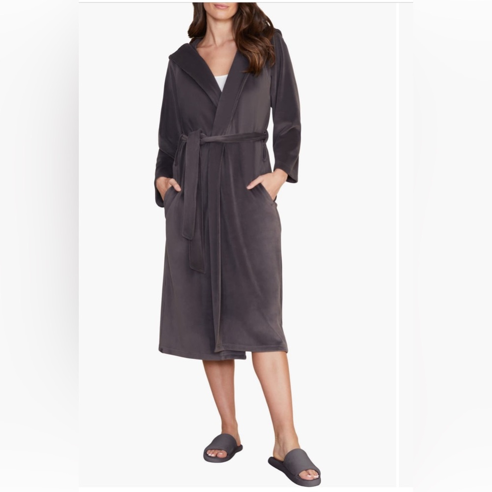 Barefoot Dreams LuxeChic Hooded Velour Robe size 2 NWT